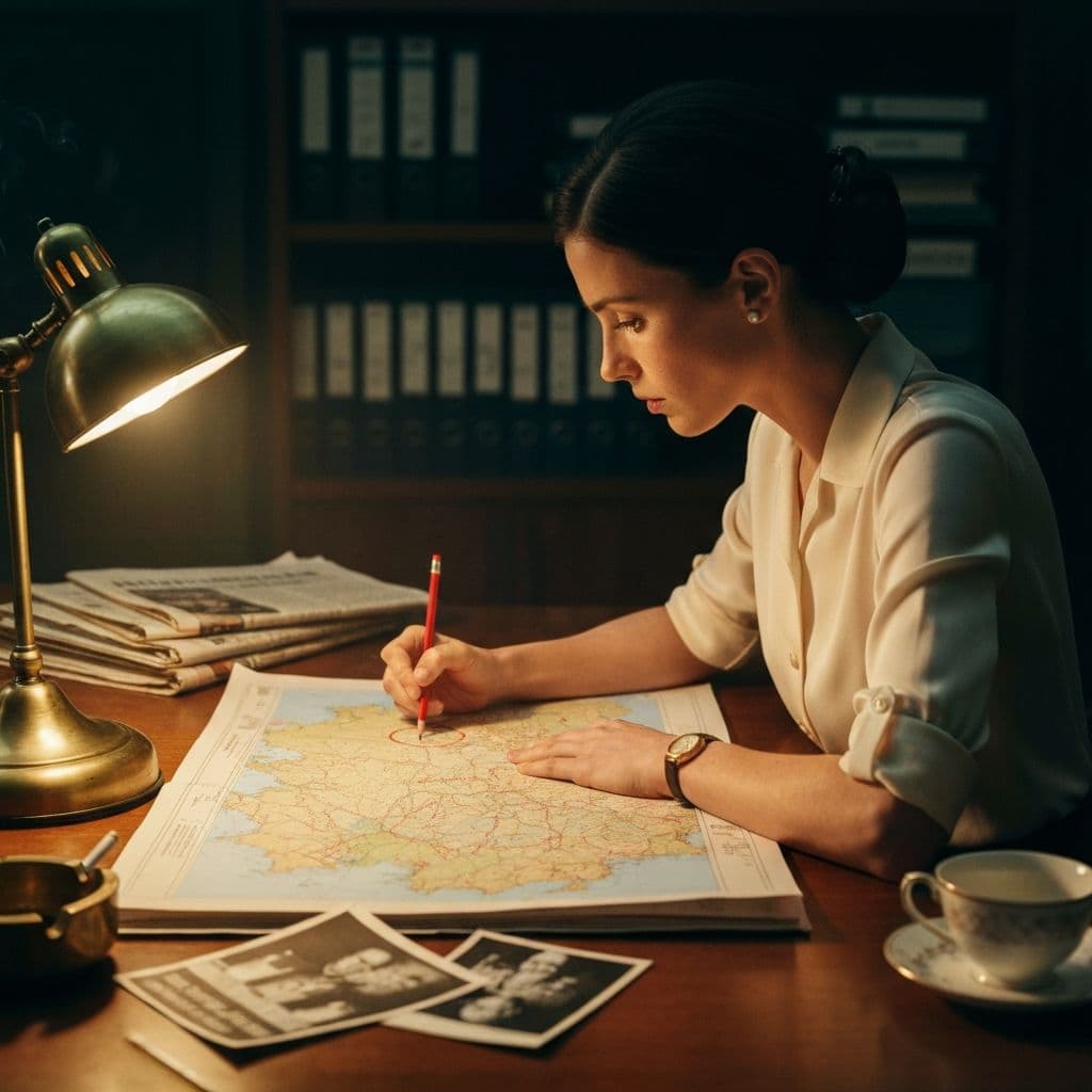 Mapa topográfico com anotações a lápis e marcadores de coordenadas.
