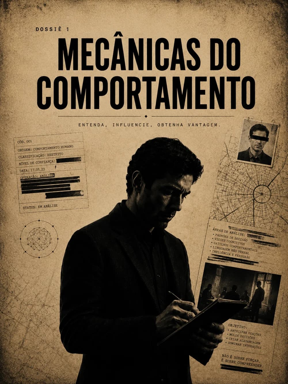 Capa do Dossiê 01 — Mecânicas do Comportamento, em estilo dossiê confidencial do Mundo da HUMINT.