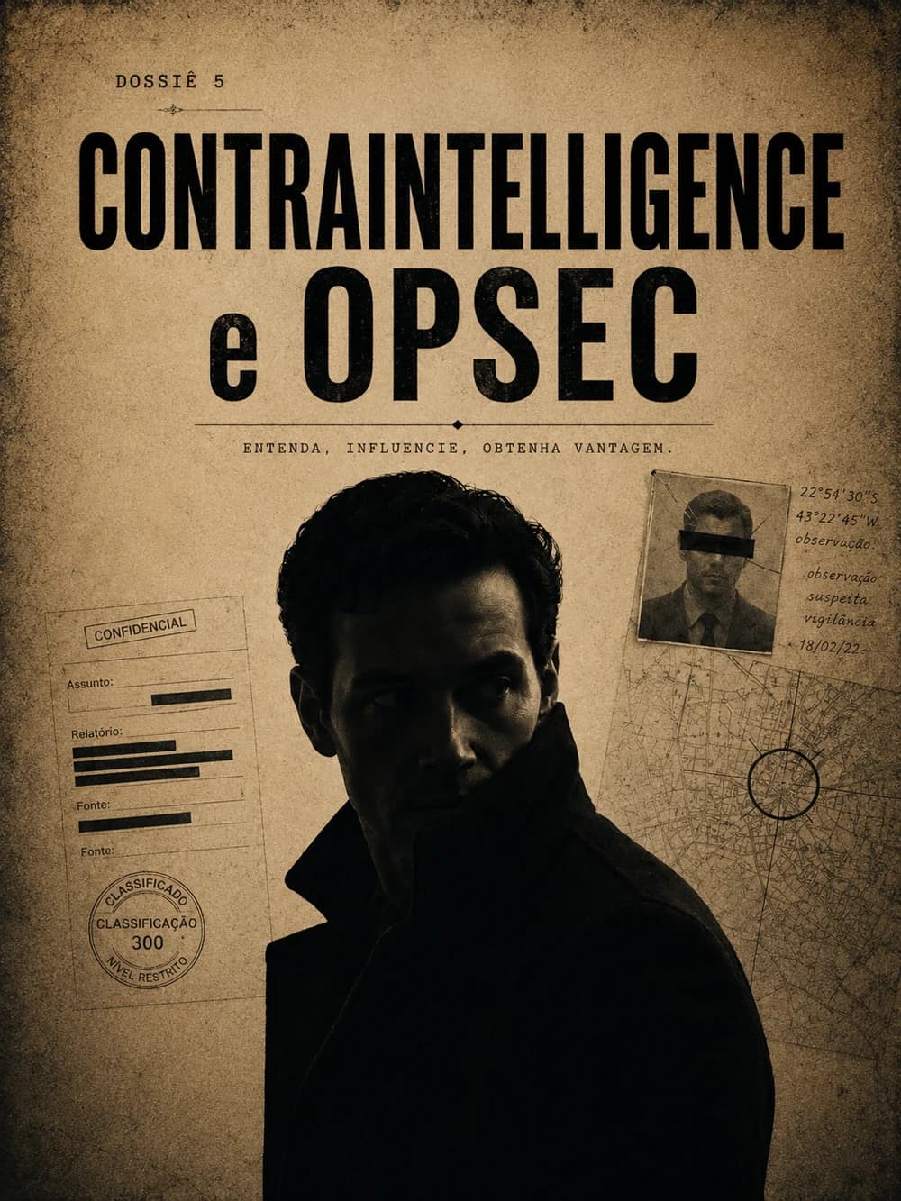 Capa do Dossiê 05 — Contrainteligência e OPSEC, em estilo dossiê confidencial do Mundo da HUMINT.