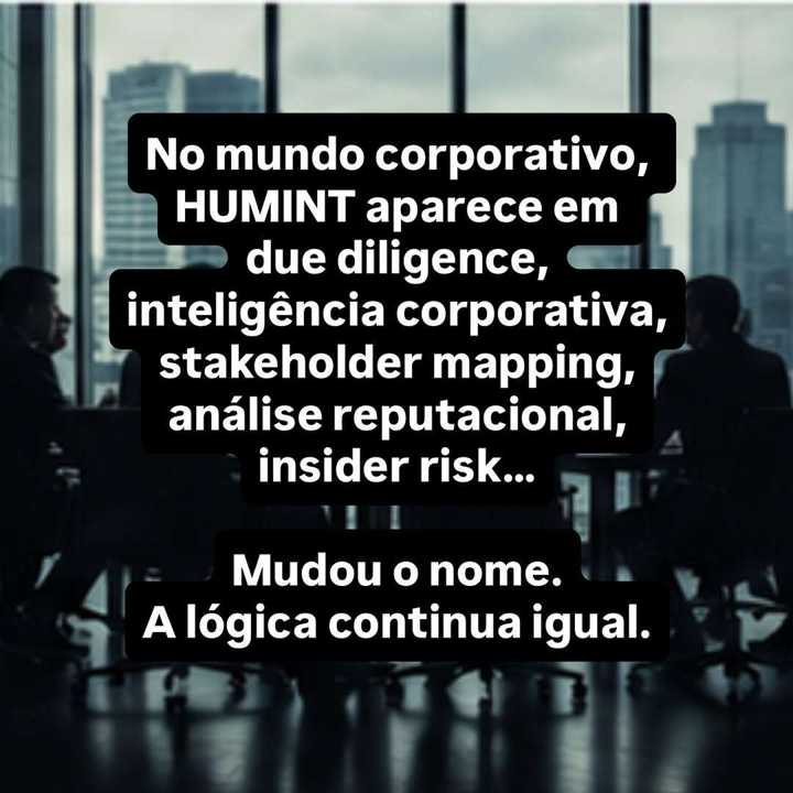 Muita gente associa HUMINT apenas à espionagem estatal. — slide 5