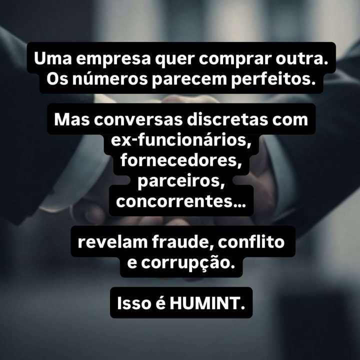 Muita gente associa HUMINT apenas à espionagem estatal. — slide 6