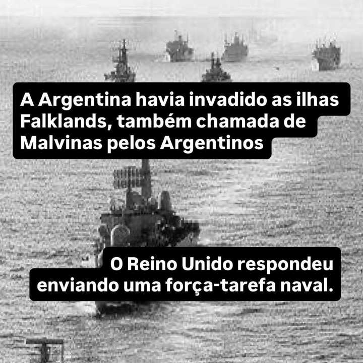 Em 1982, britânicos operavam no outro lado do planeta, com comunicação limitada, poucas... — slide 2